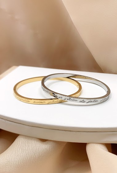 Mayorista Emily - Bangle bracelet with engraved message "Perfect with lots of beautiful flaws"