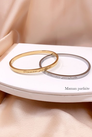 Wholesaler Emily - Stainless steel Bangle bracelet with engraved message "Perfect mother"