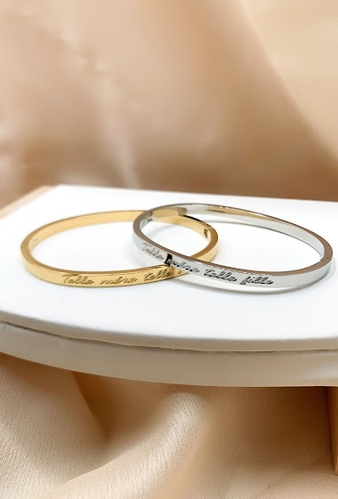 Großhändler Emily - Stainless steel Bangle bracelet with engraved message "Like mother like daughter"