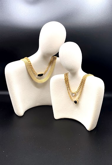 Mayorista Emily - Set of 2 sized necklaces display made of white resin