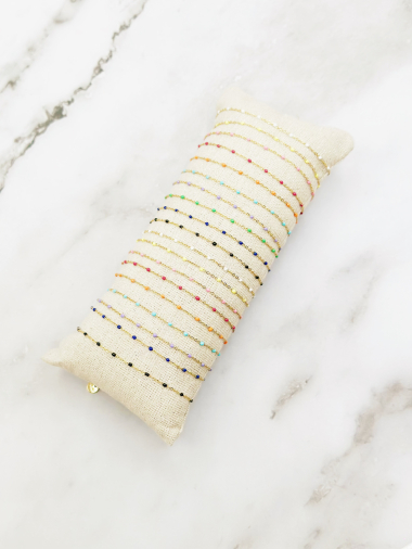 Grossiste Emily - Lot de 20 bracelets en acier inoxydable à pierres colorées