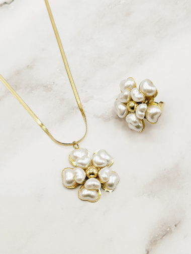 Grossiste Emily - Parures de bijoux en acier inoxydable Fleur perles création