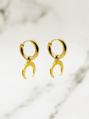 Wholesaler Emily - Small hoop earrings with stainless steel charm
