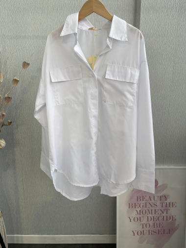 Wholesaler Emma & Ashley design - LONG SLEEVED SHIRT WITH INVISIBLE BUTTONS ON THE FRONT