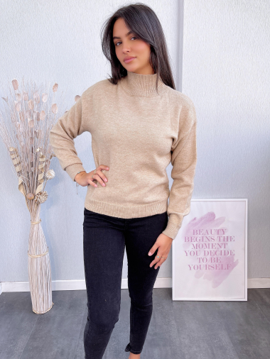 Großhändler Emma & Ashley design - Lockerer Pullover mit Stehkragen und langen Ärmeln
