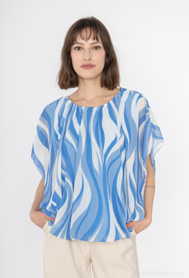 Großhändler Emma Dore - Gefütterte elastische Bluse mit Aufdruck