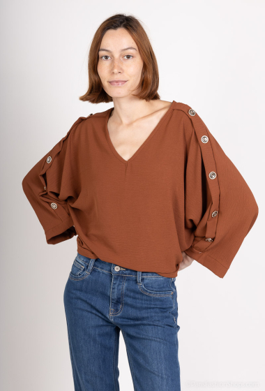 Wholesaler Emma Dore - Long sleeve blouse, V neck with button
