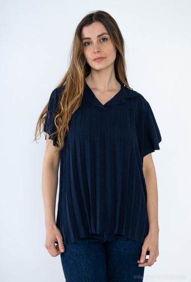 Wholesaler Emma Dore - Short sleeve pleated blouse, shirt collar
