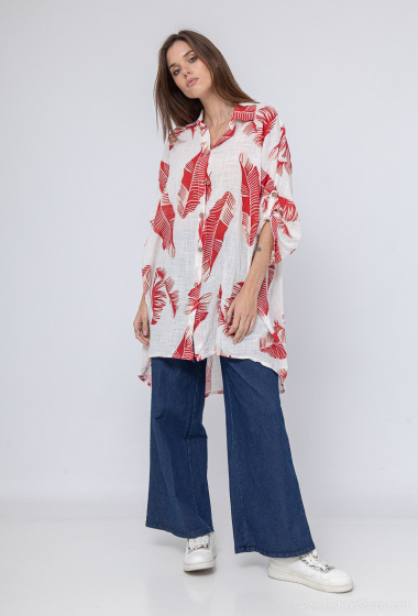 Großhändler Emma Dore - Baumwollhemd mit Blattdruck