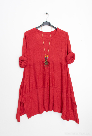 Wholesaler Emma Dore - Round neck sweater, slit on the side