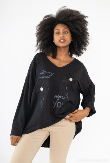 Wholesaler Emma Dore - Floral sweater with writing