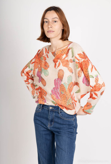 Großhändler Emma Dore - Bedruckter Pullover mit Goldfaden