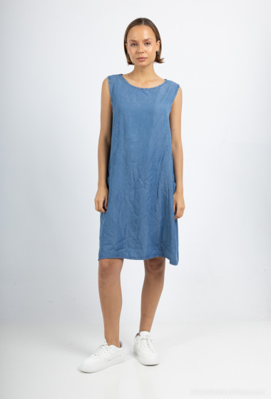 Wholesaler Emma Dore - Denim dress with print, V-neck