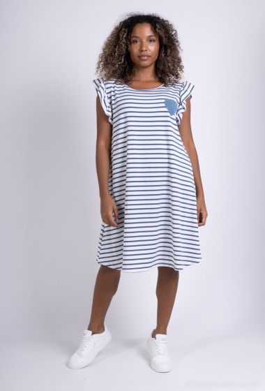 Wholesaler Emma Dore - Mid-length striped dress with heart