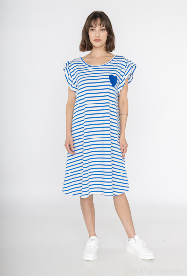 Wholesaler Emma Dore - Mid-length striped dress with heart