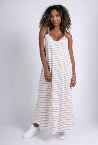 Wholesaler Emma Dore - Long striped dress with thin strap.