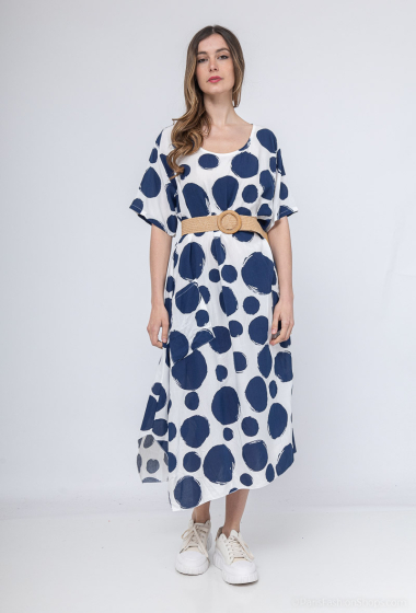 Großhändler Emma Dore - Langes Kleid mit Aufdruck und Tasche
