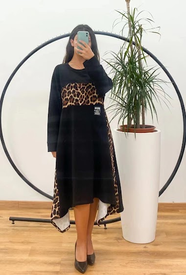 Mayorista Emma Dore - Vestido largo estampado leopardo