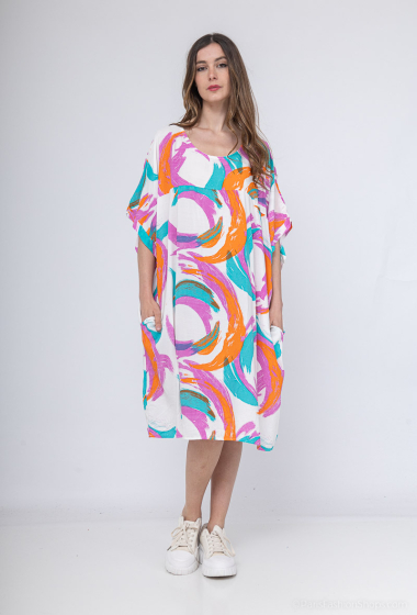 Wholesaler Emma Dore - Mid-length dress with pocket and print