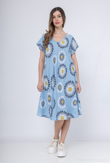 Großhändler Emma Dore - Mittellanges Baumwollkleid mit Blumendruck