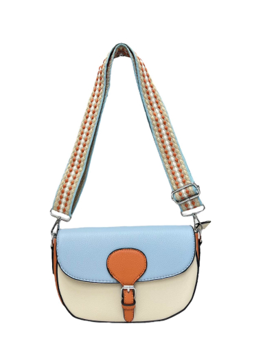 Wholesaler Emma Dore (Sacs) - Two-tone shoulder bag with fabric shoulder strap