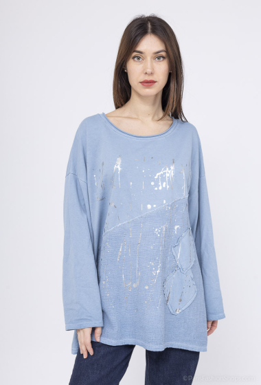 Wholesaler Emma Dore - Faded tunic sweatshirt with silver detail