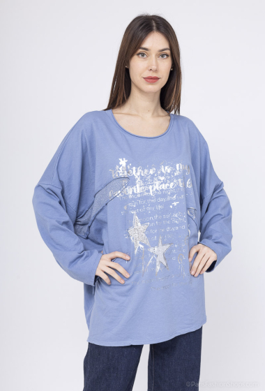 Wholesaler Emma Dore - Star tunic sweatshirt with silver writing