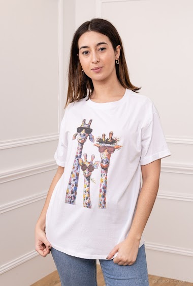 Grossiste Emma Dore - T-shirt avec imprimé et strass