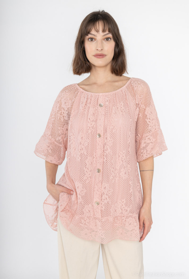 Wholesaler Emma Dore - Lined lace top with gold button