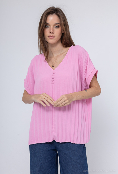 Wholesaler Emma Dore - Pleated v-neck top with button