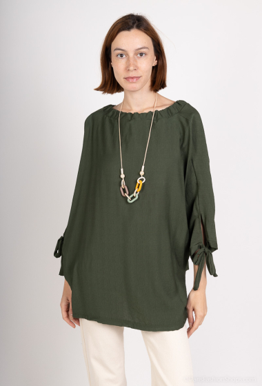 Wholesaler Emma Dore - Elastic collar tunic with mesh