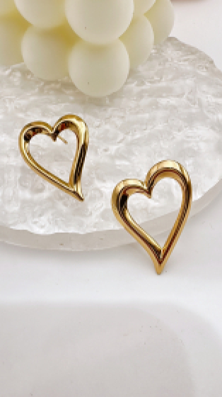 Wholesaler EMMASH BIJOUX - STAINLESS STEEL HEART EARRINGS