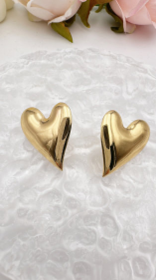 Wholesaler EMMASH BIJOUX - STAINLESS STEEL HEART EARRINGS