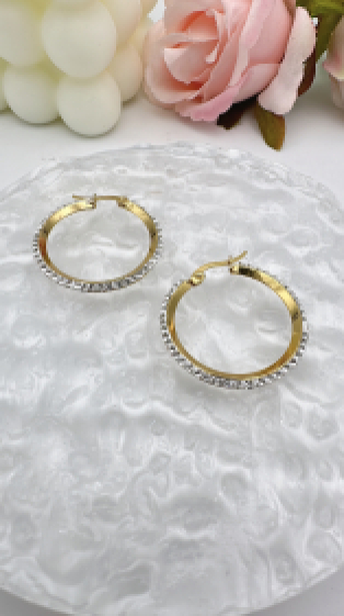 Wholesaler EMMASH BIJOUX - HOOP EARRINGS WITH STAINLESS STEEL STRASS