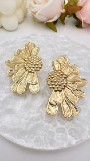 Wholesaler EMMASH BIJOUX - STAINLESS STEEL FLOWER EARRINGS