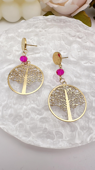 Wholesaler EMMASH BIJOUX - STAINLESS STEEL TREE OF LIFE PENDANT EARRINGS