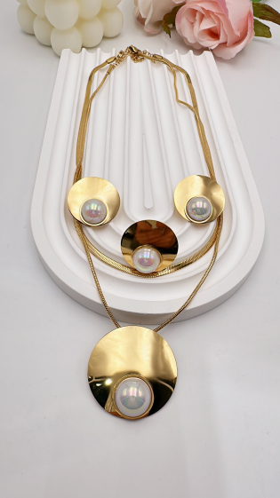 Wholesaler EMMASH BIJOUX - STAINLESS STEEL SET: EARRINGS+NECKLACE+BRACELET+RING