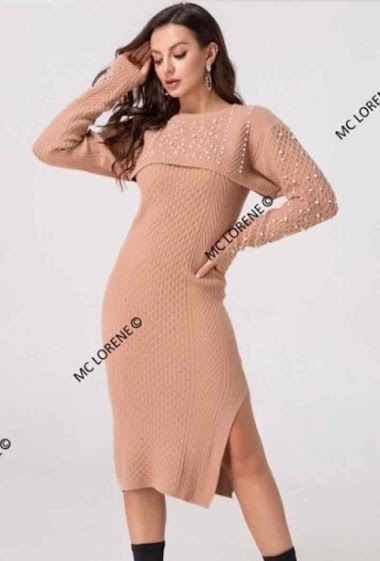 Wholesaler ENZORIA - Knit set, dress and top with pearls