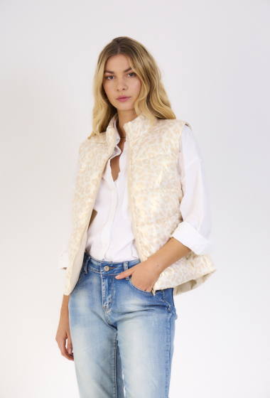 Wholesaler ESCANDELLE Paris - Leopard-print metallic sleeveless down jacket