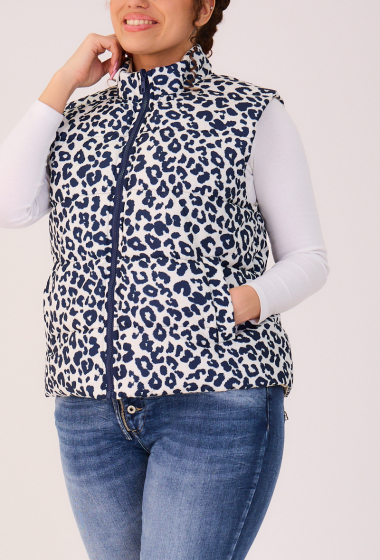 Wholesaler ESCANDELLE Paris Grande Taille - Sleeveless leopard-print down jacket