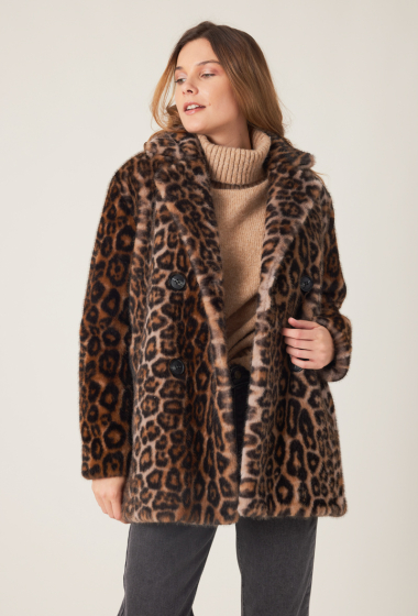 Mayorista Escandelle - Abrigo de piel sintética de leopardo
