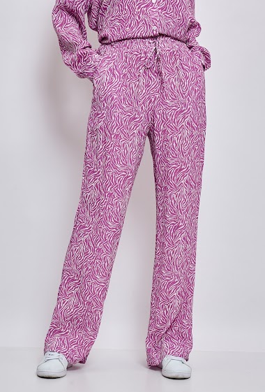Wholesaler ESCANDELLE Paris - Fluid pants, purple leopard print 100% viscose
