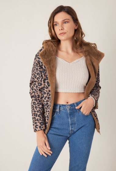 Leopard clearance fur hoodie