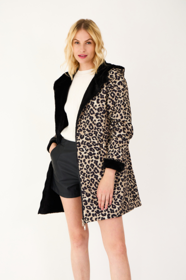 Wholesaler Escandelle - Faux Fur Reversible Leopard Parka