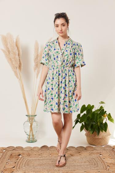 Wholesaler ESCANDELLE Paris - Short sleeve floral print mini dress