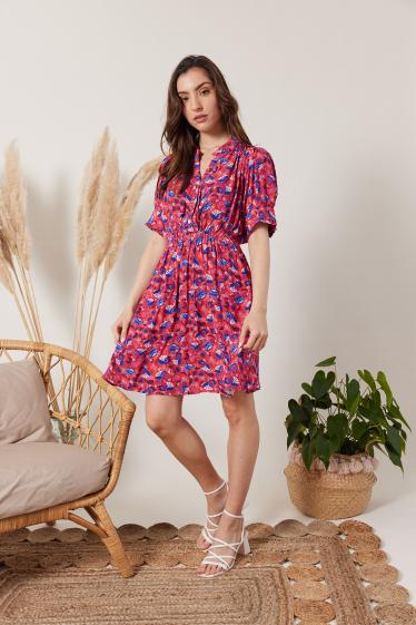 Wholesaler ESCANDELLE Paris - Short paisley floral print dress Red
