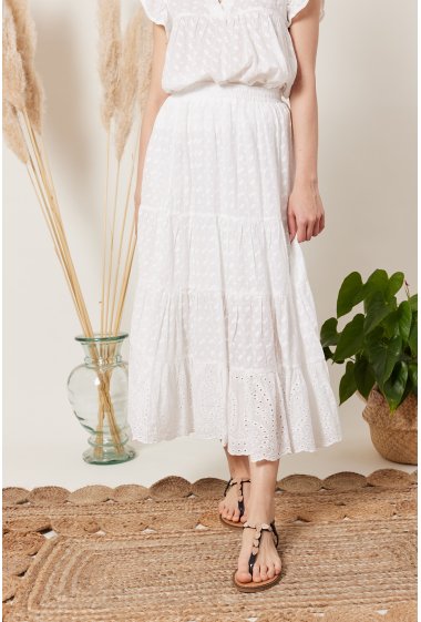 Wholesaler Escandelle - Ruffled lace maxi skirt