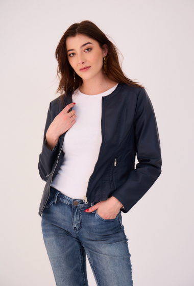 Wholesaler ESCANDELLE Paris - Round neck faux leather jacket