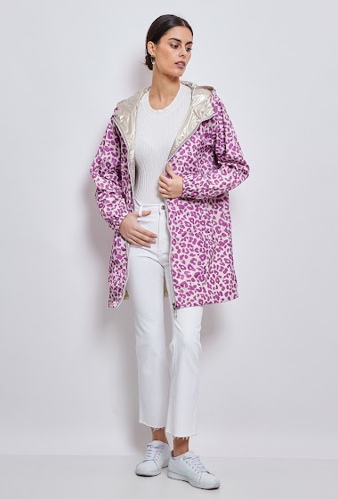 Wholesaler ESCANDELLE Paris - Long reversible raincoat with zebra patterns, windbreaker print