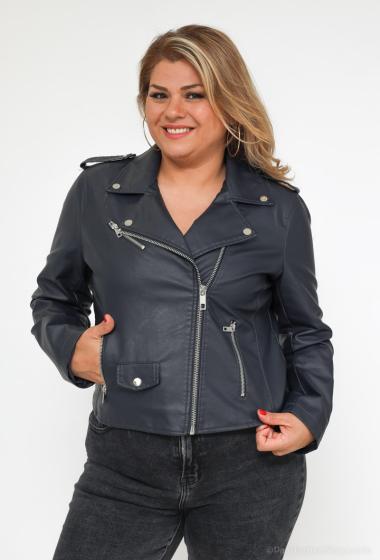 Wholesaler ESCANDELLE Paris Grande Taille - Fitted Faux leather jacket with zip big size
